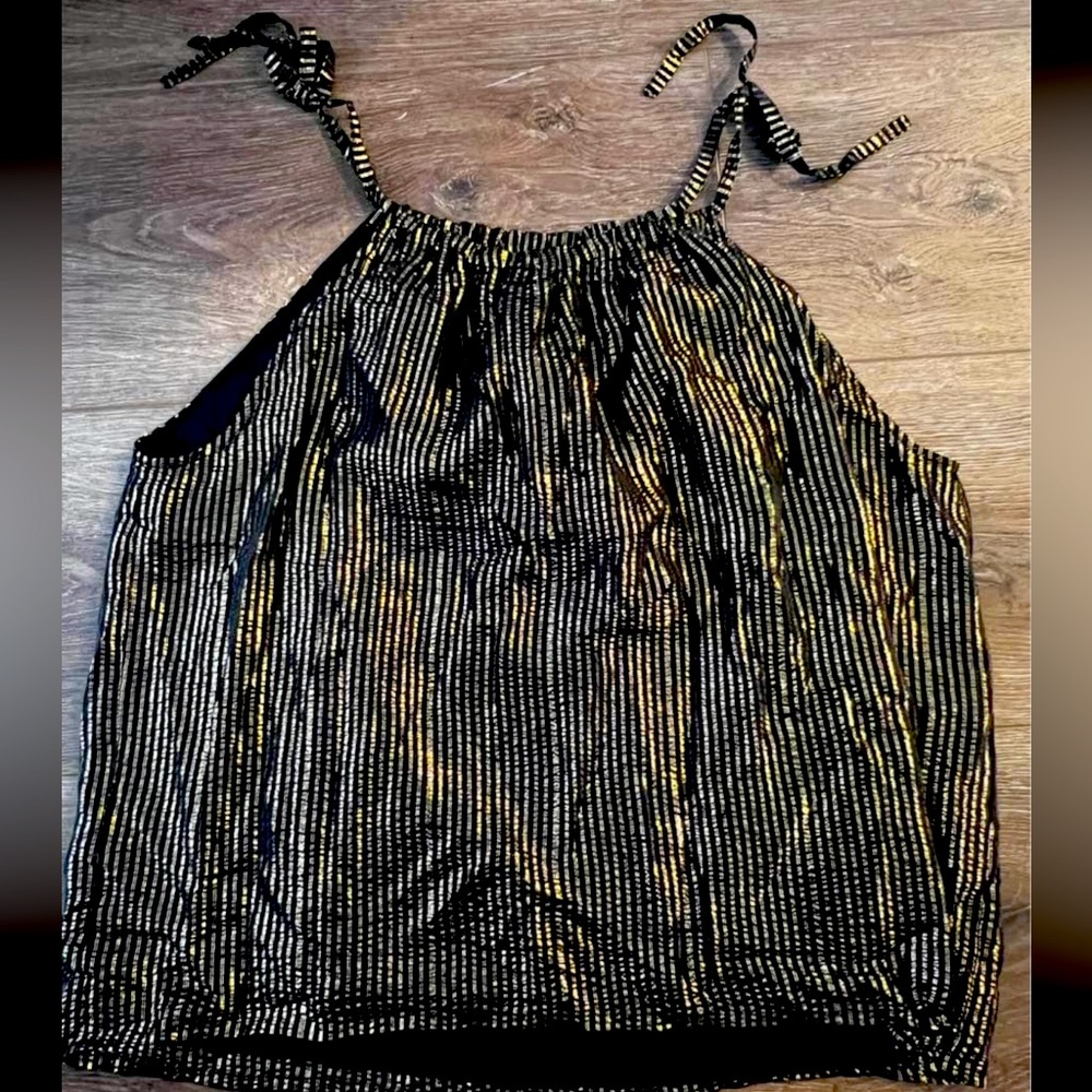 Madewell Black and Gold Striped Top